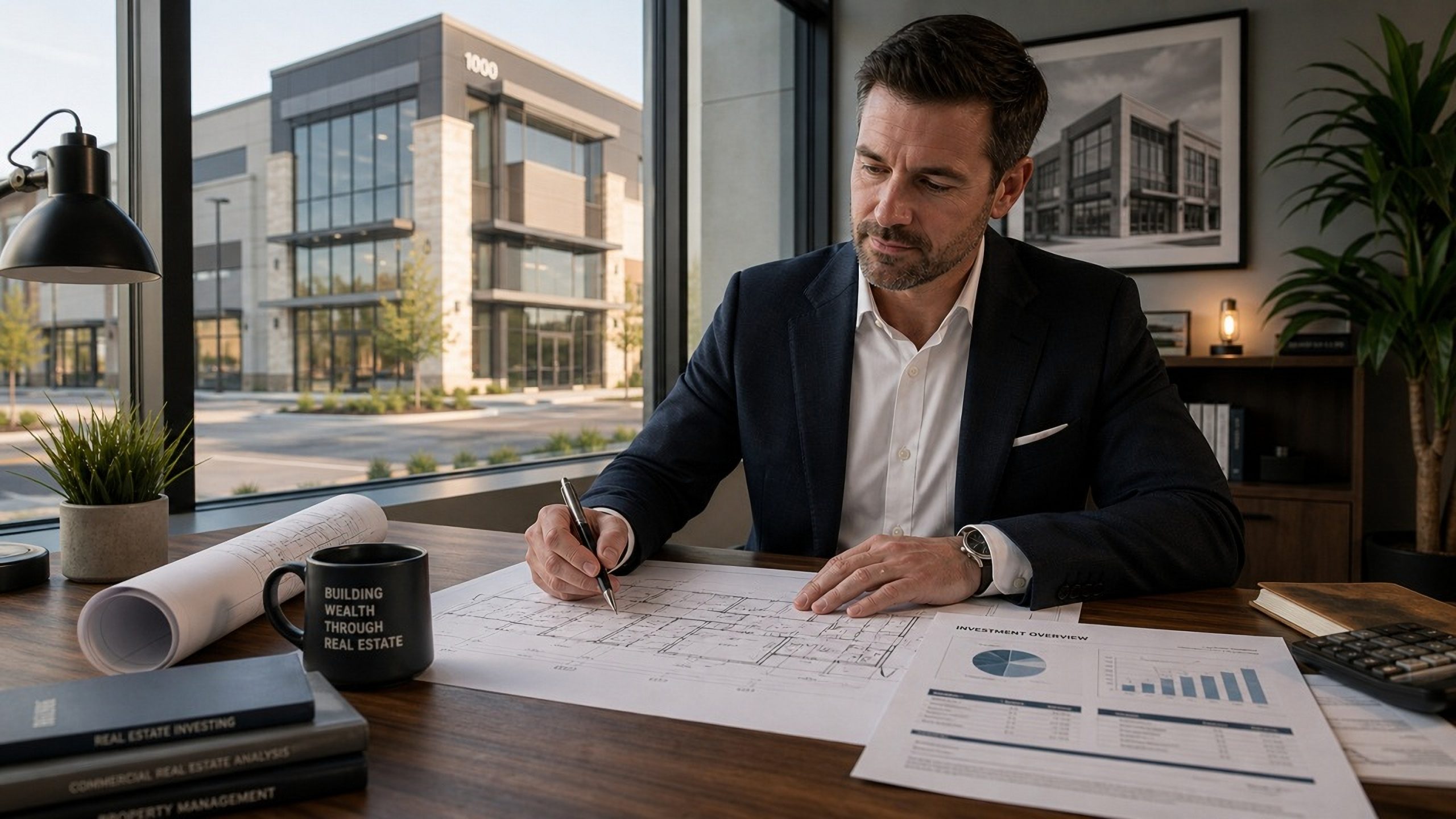 a,professional looking,property,owner,or,real,estate,investor,sitting,at